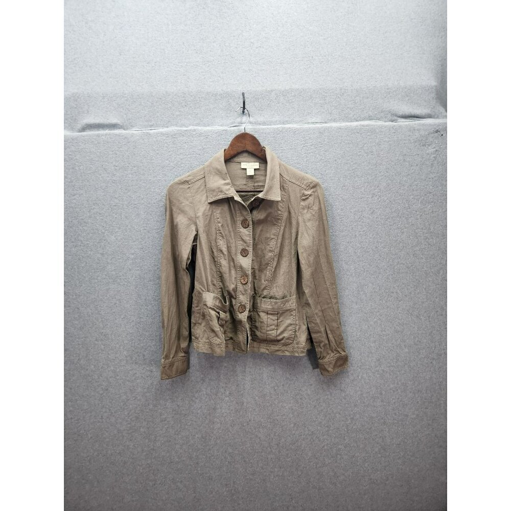 Appleseeds Petites 4P Womens‎ Linen & Rayon Khaki Jacket